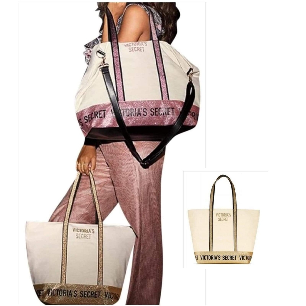 Victoria's secret Canvas Gold Tote bag